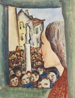 Béla Kádár - Woman Facing A Crowd (Anxiety - Abstraction Iv)