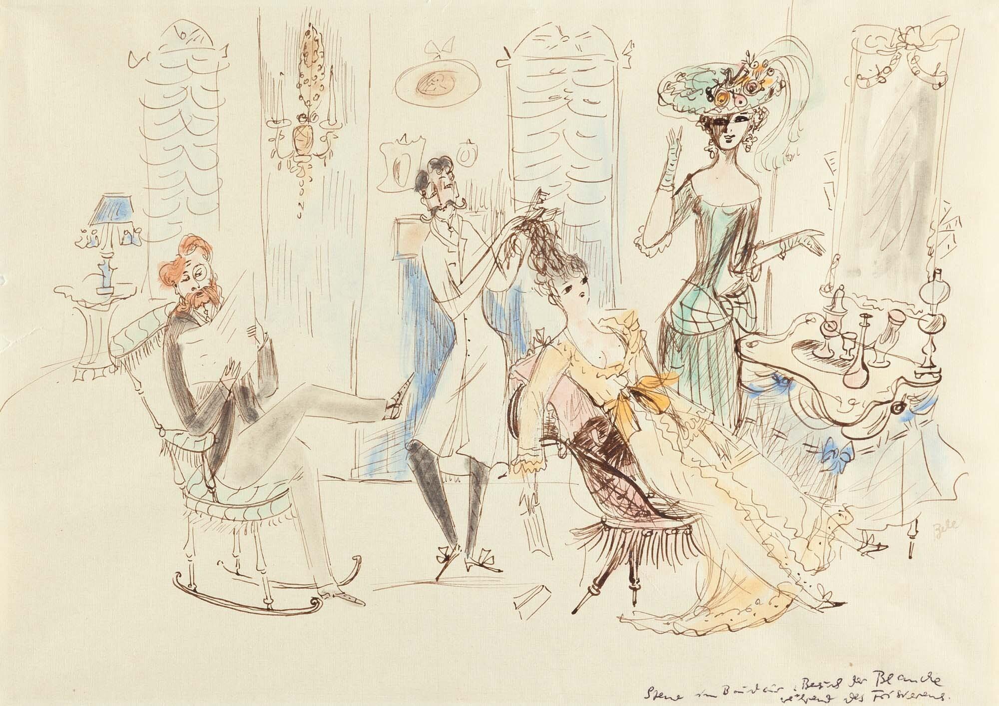 Bele Bachem - „Szene im Boudoir. Besuch der Blanche während des Frisierens“.