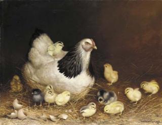 Ben Austrian - Hen and Chicks in the Hay