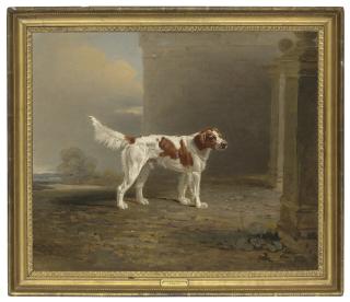 Ben Marshall - A white setter in a landscape by a gateway
