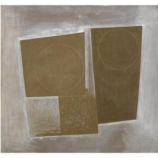 Ben Nicholson, O.M. - 1967 (White Circles On Brown)