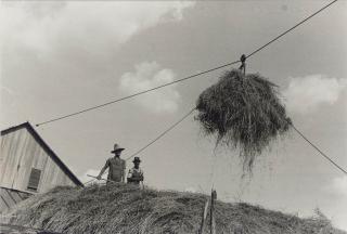 Ben Shahn - Haystacks and Farmers, Pulaski County, Arkansas, c. 1935