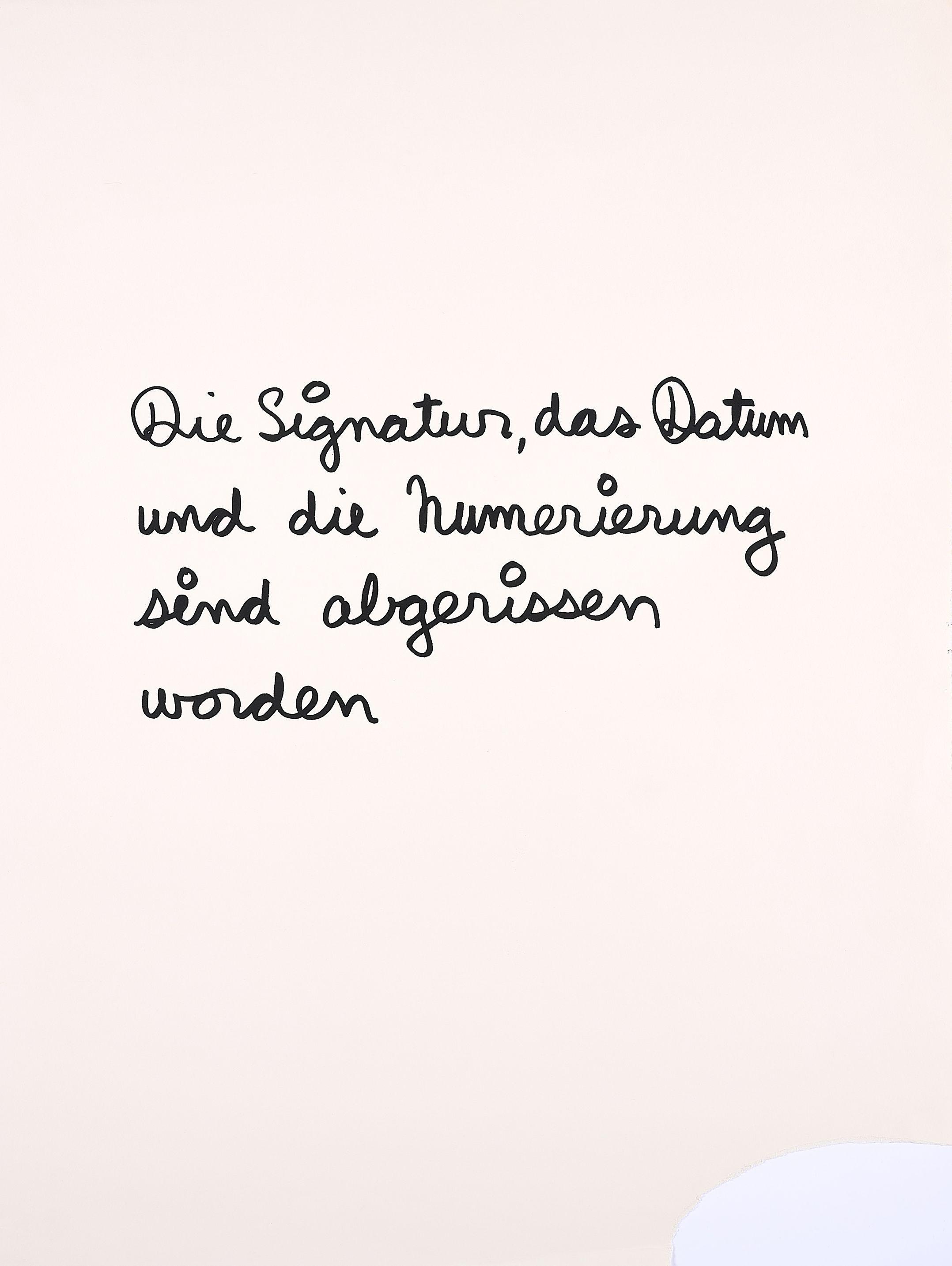Ben Vautier - Die Signatur, das Datum und die Nummerierung sind abgerissen worden.