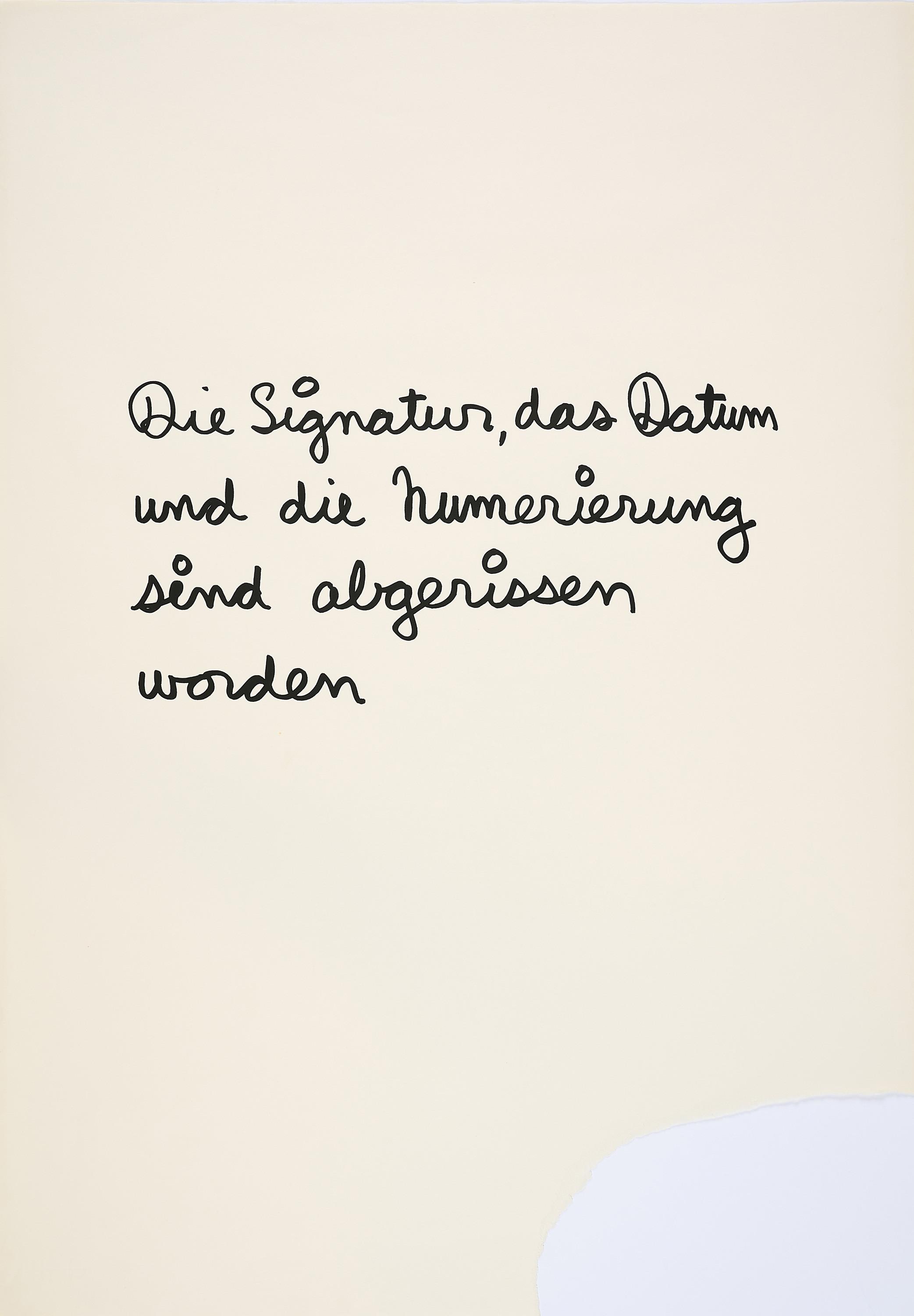 Ben Vautier - Die Signatur, das Datum und die Nummerierung sind abgerissen worden.
