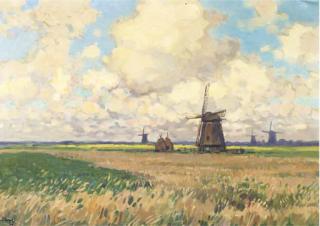 Ben Viegers - Windmills in a polder landscape
