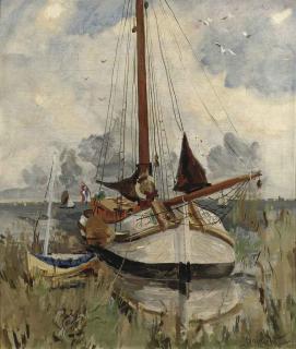 Ben Walrecht - A moored Lemsteraak