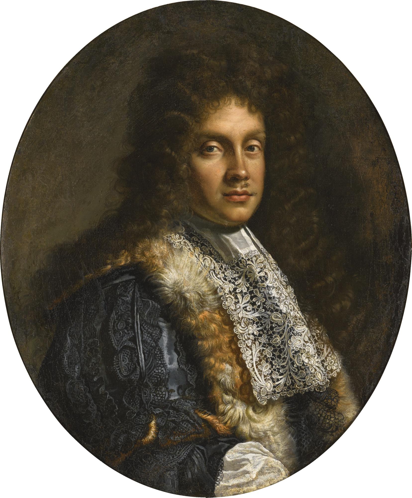 Benedetto Gennari - Portrait Of A Man, Bust-Length, In A Fur-Trimmed Cloak And White Lace Cravat
