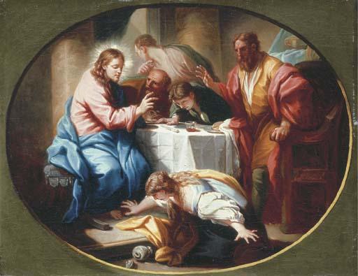 Benedetto Luti - Christ in the House of Simon the Pharisee, in a feigned oval