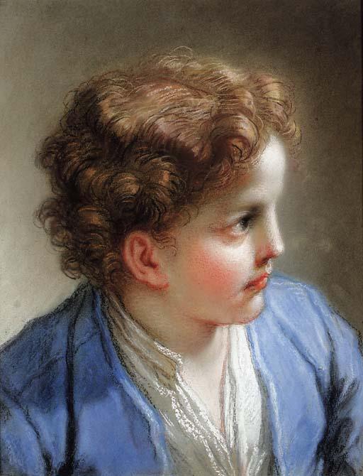 Benedetto Luti - Portrait of a young boy wearing a blue coat, half length, turned to the right