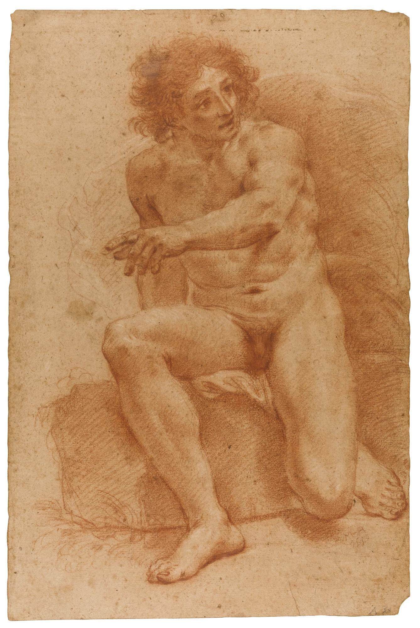 Benedetto Luti - Study Of A Seated Male Nude, His Arm Outstretched