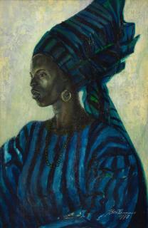 Benedict Chukwukadibia Enwonwu M.B.E - Yoruba Woman in Blue