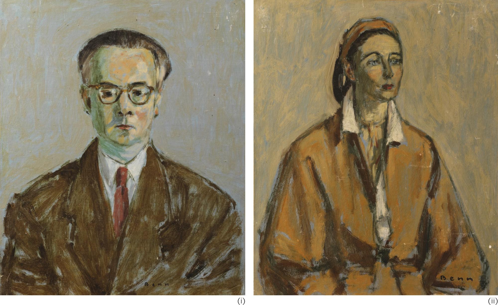 Benejou Rabinowicz - Two Oils: (I) Portrait De Marcel Arland (Ii) Portrait De Madame Arland (Janine Béraud)