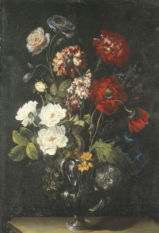 Benito Espinos - Fleurs dans un vase en verre
