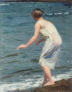 Benito Rebolledo Correa - A woman at the water\'s edge