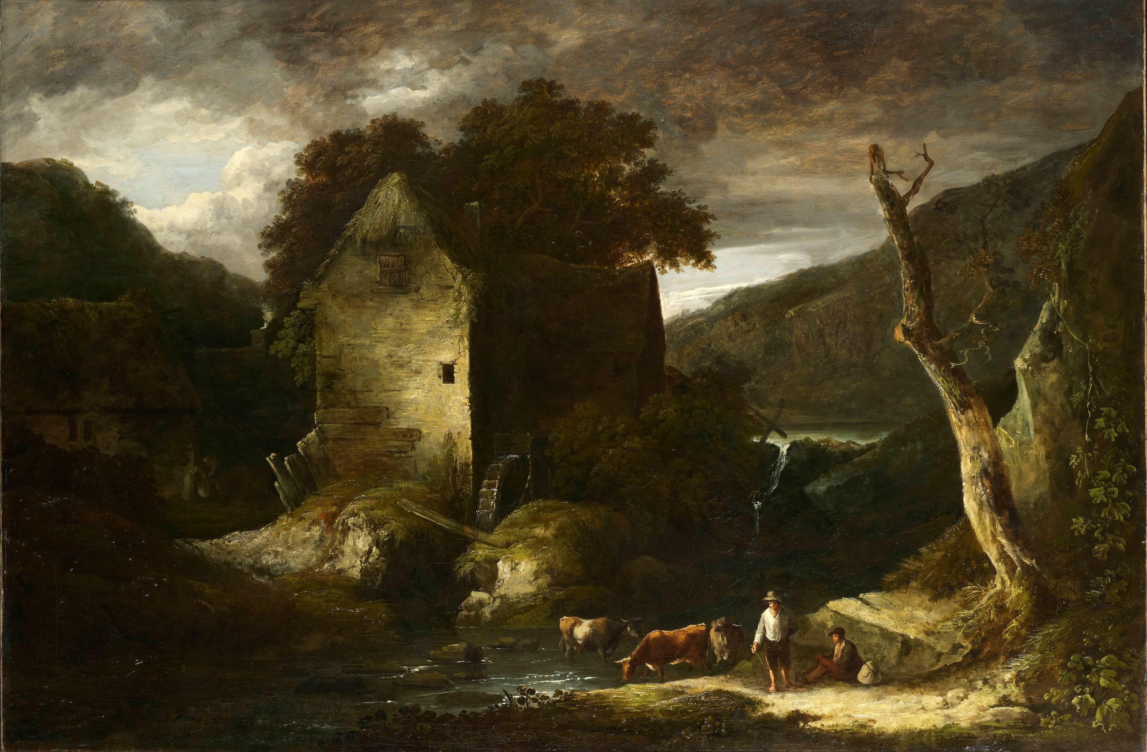 Benjamin Barker Of Bath - A Wooded River Landscape With Drovers