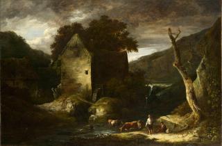 Benjamin Barker Of Bath - A Wooded River Landscape With Drovers