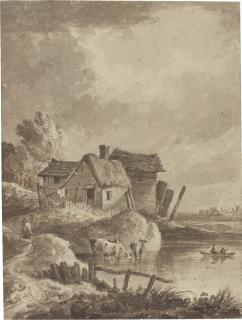 Benjamin Barker Of Bath - Cottages by a river