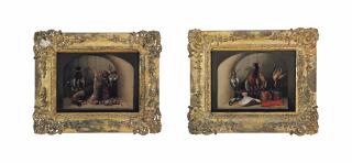 Benjamin Blake - Mallard ducks, a hare, a pheasant and partridges in a larder; and Pheasants, snipe, a lobster and a plaice with vessels in a larder