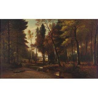 Benjamin Champney - Autumn Picnic Along The Stream