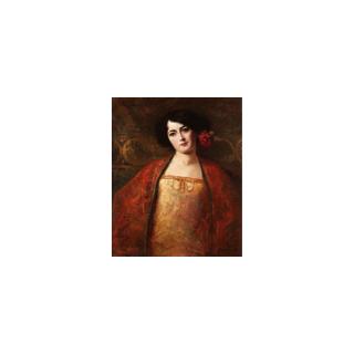 Benjamin Constant - Portrait Of A Lady In A Red Shawl