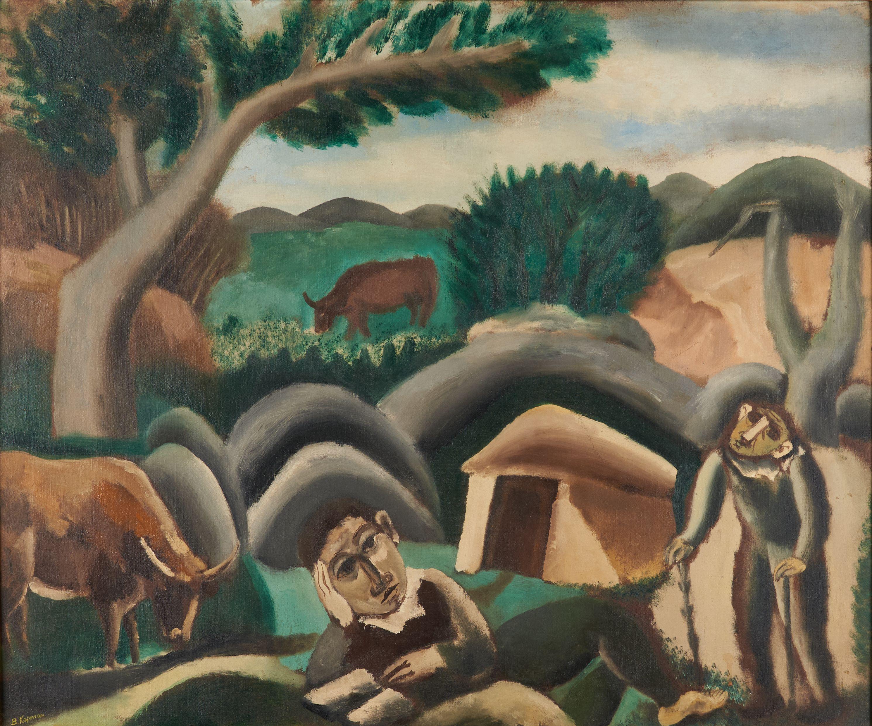 Benjamin D. Kopman - Farmers at Rest 30 x 36 in. (76.2 x 91.5 cm) framed 33 1/2 x 39 1/2 x 2 1/2 in.