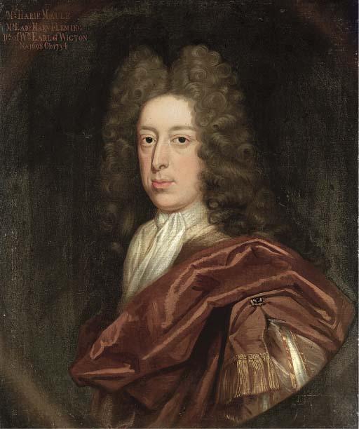 Benjamin Ferrers - Portrait of the Hon. Harie Maule, bust-length, in a brown cloak and white stock, feigned oval