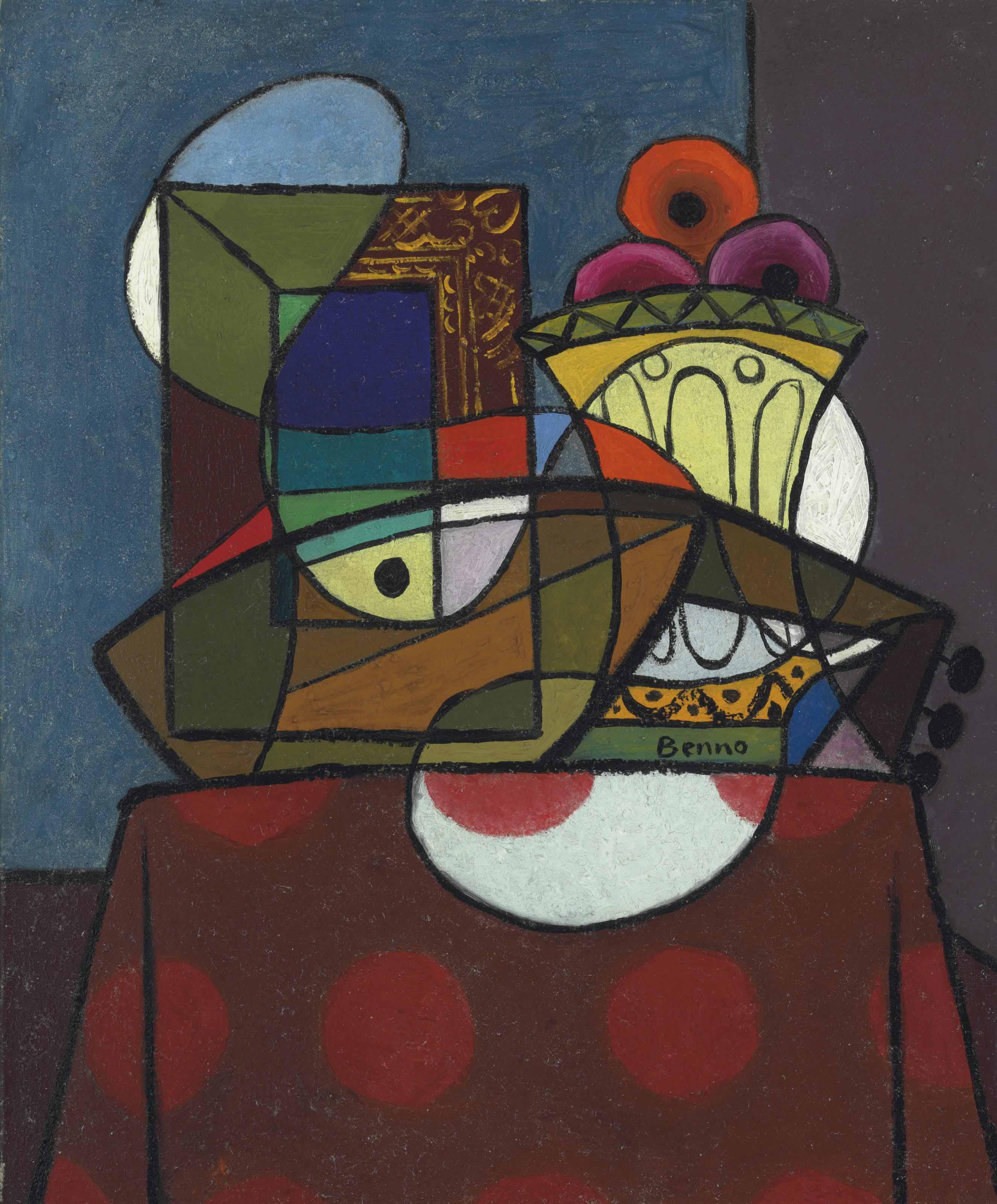 Benjamin G. Benno - Mandolin with Broken Strings and Fruit