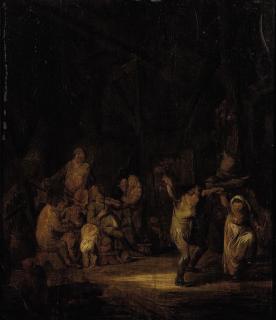Benjamin Gerritsz. Cuyp - A barn interior with boors dancing and making music