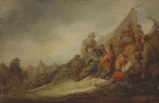Benjamin Gerritsz. Cuyp - Soldiers Playing Cards At An Encampment