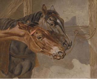 Benjamin Herring - Horses Tethered In A Stable