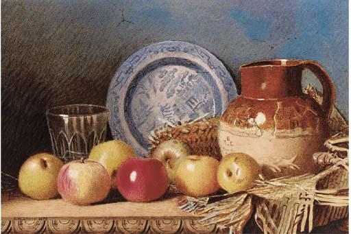Benjamin Walter Spiers - Still-life with a jug, glass and apples
