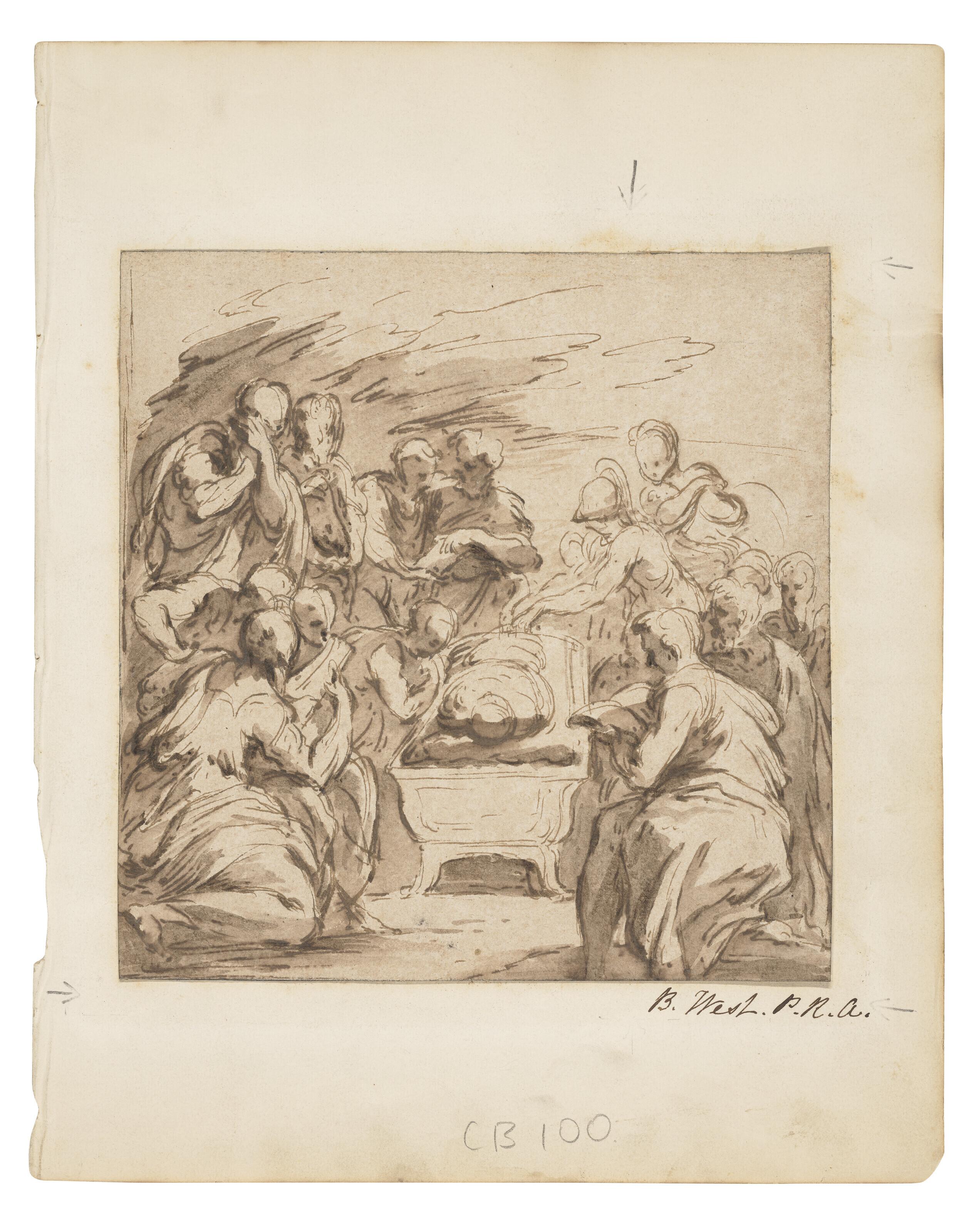 Benjamin West, P.R.A. - Figures mourning, possibly after Parmigianino (1503-1540)
