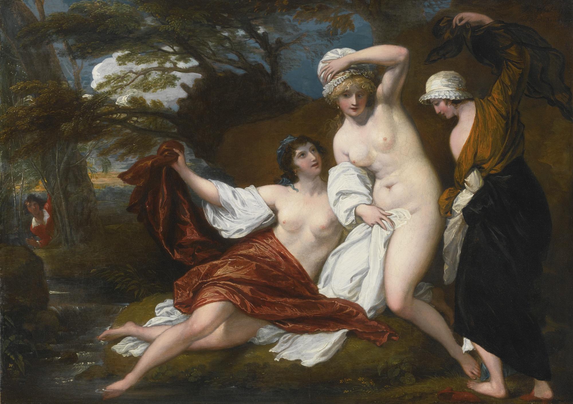 Benjamin West, P.R.A. - Musidora And Her Two Companions, Sacharissa And Amoret, At Their Bath Espied By Damon
