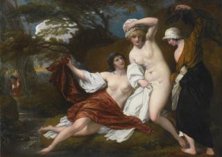 Benjamin West, P.R.A. - Musidora And Her Two Companions, Sacharissa And Amoret, At Their Bath Espied By Damon