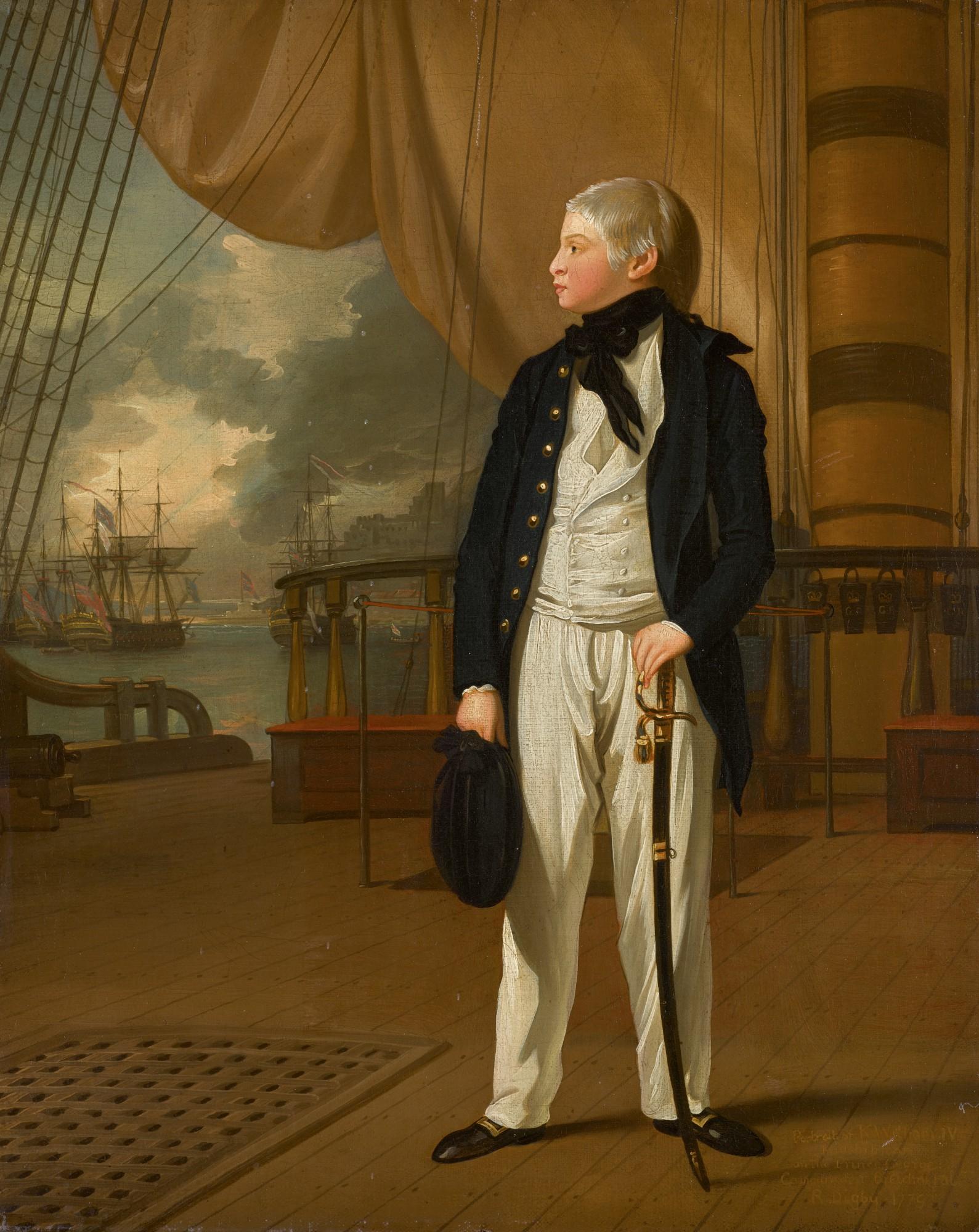 Benjamin West, P.R.A. - Portrait of Prince William, later King William IV of Great Britain (1765–1837), when a midshipman, in naval uniform standing on the deck of HMS Prince George