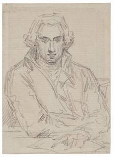 Benjamin West, P.R.A. - Portrait study of a young man, seated at a desk