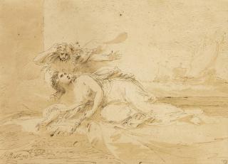 Benjamin West, P.R.A. - The Death Of Dido, With Aeneas\' Departing Ships In The Background