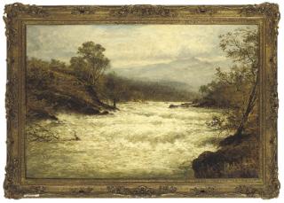 Benjamin Williams Leader, R.A. - A flood on the Llugwy