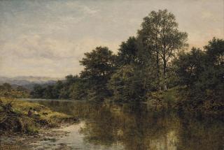 Benjamin Williams Leader, R.A. - A tranquil spot by the river