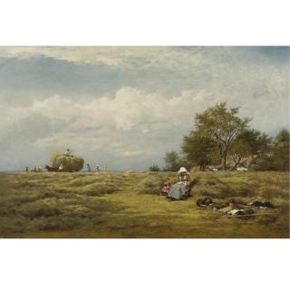 Benjamin Williams Leader, R.A. - British An English Hayfield