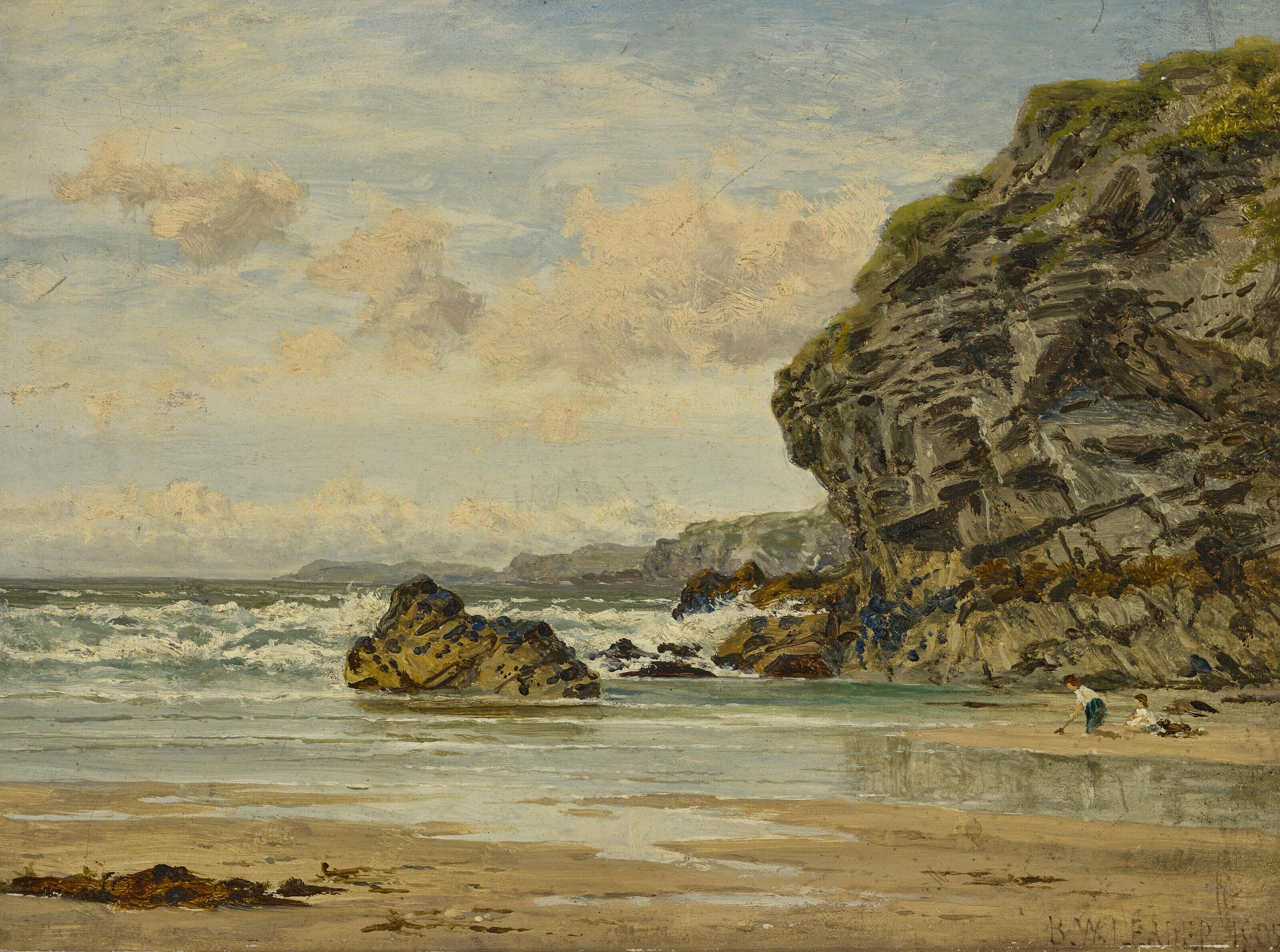 Benjamin Williams Leader, R.A. - Cornish Cliffs, Newquay
