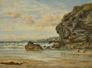 Benjamin Williams Leader, R.A. - Cornish Cliffs, Newquay