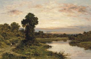 Benjamin Williams Leader, R.A. - Evening on the Thames at Shillingford