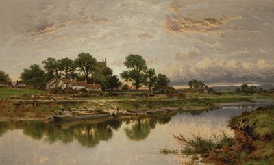 Benjamin Williams Leader, R.A. - Kempsey Church on the River Severn