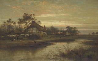 Benjamin Williams Leader, R.A. - Worcestershire Cottage Homes, Evening