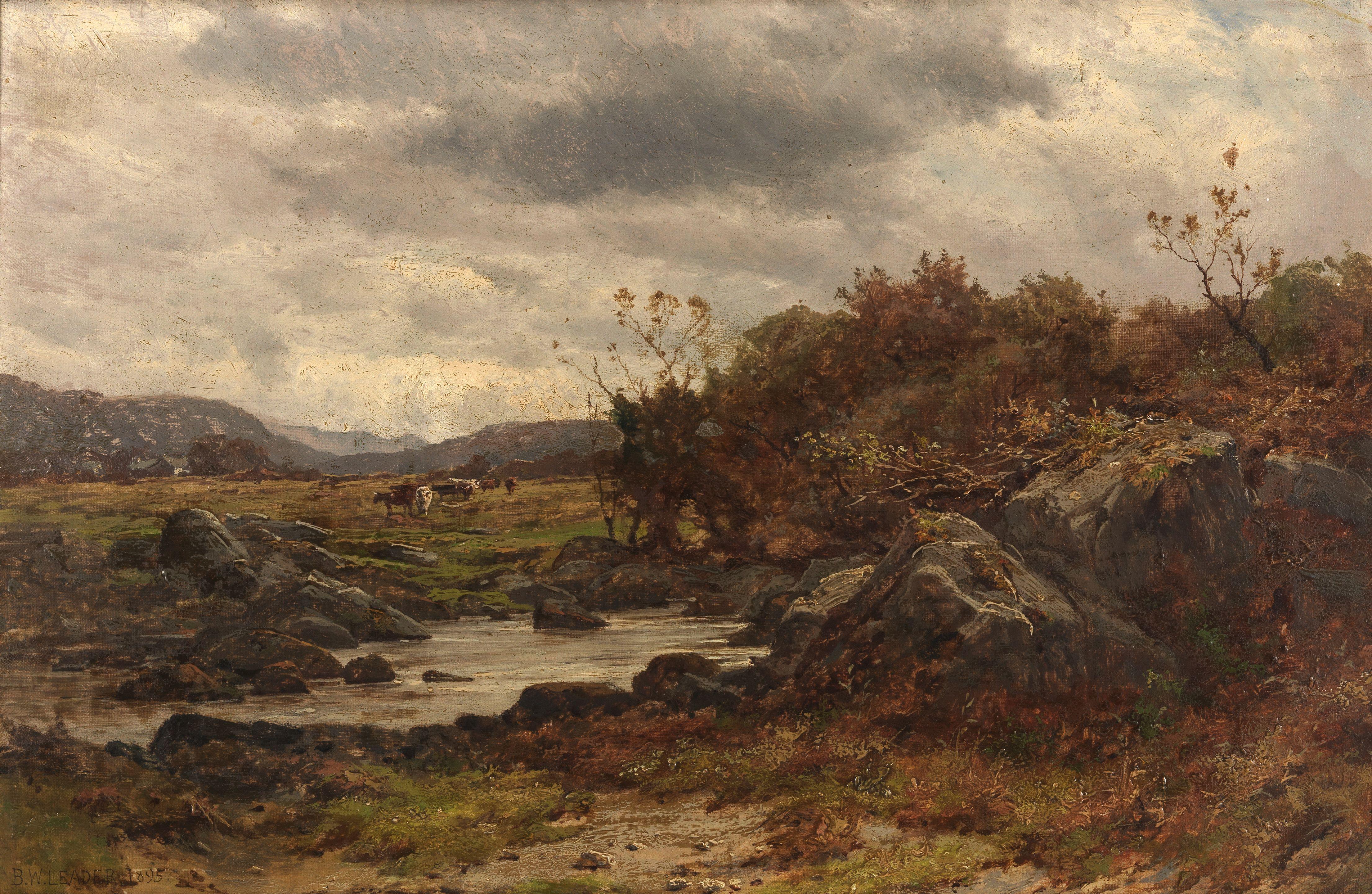 Benjamin Williams Leader, RA - Cattle grazing by a river