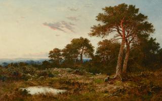 Benjamin Williams Leader, RA - Evening on the Surrey Wolds