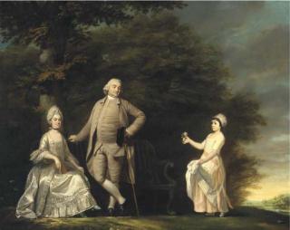 Benjamin Wilson - Group Portrait Of The Hussey Family, Small Full-Length, In The Garden Of Wargrave Hill House, Berkshire