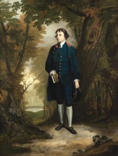 Benjamin Wilson - Portrait of Charles James Fox, full-length, standing in a landscape