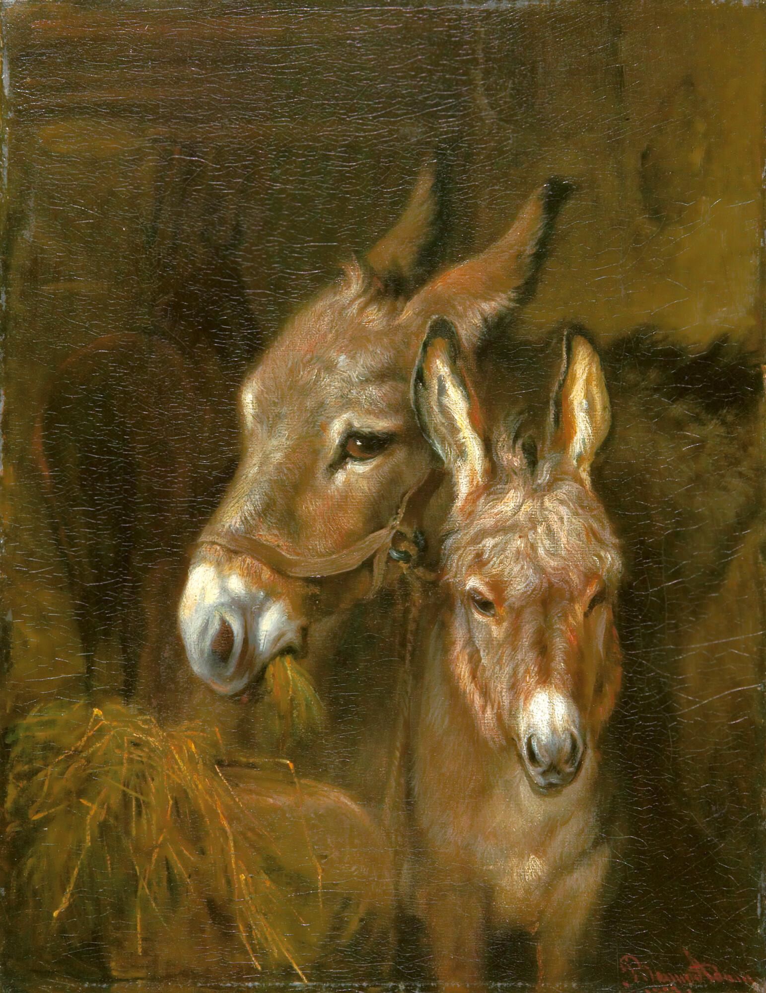 Benno Adam - Eselstute mit Fohlen.